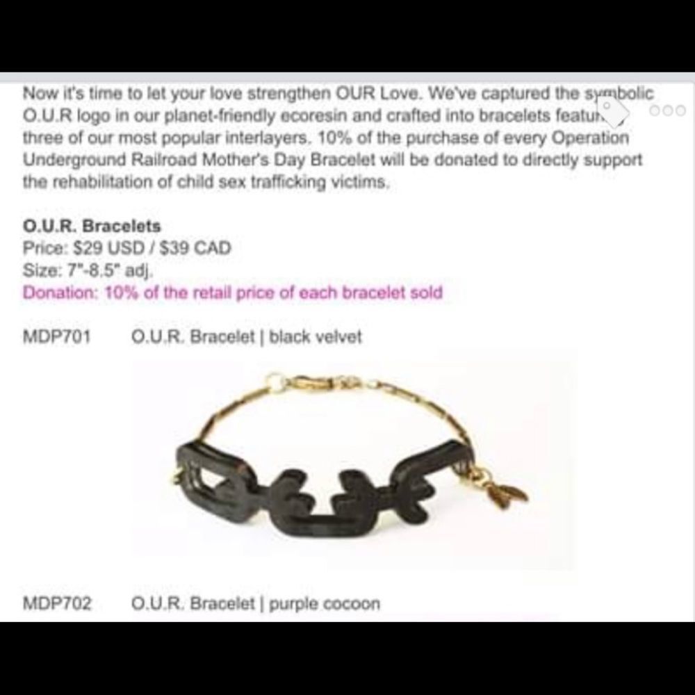 Eco Friendly Black Bracelet O.U.R.‎ Support Trafficking